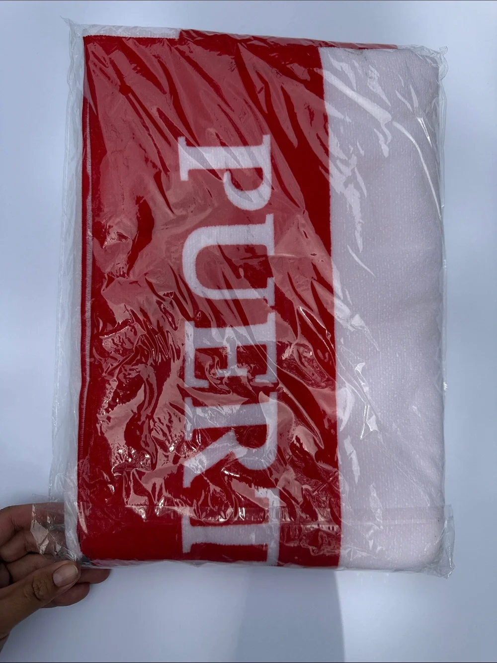 Puerto Rico Beach Towel - Red, White, Black Flag Design